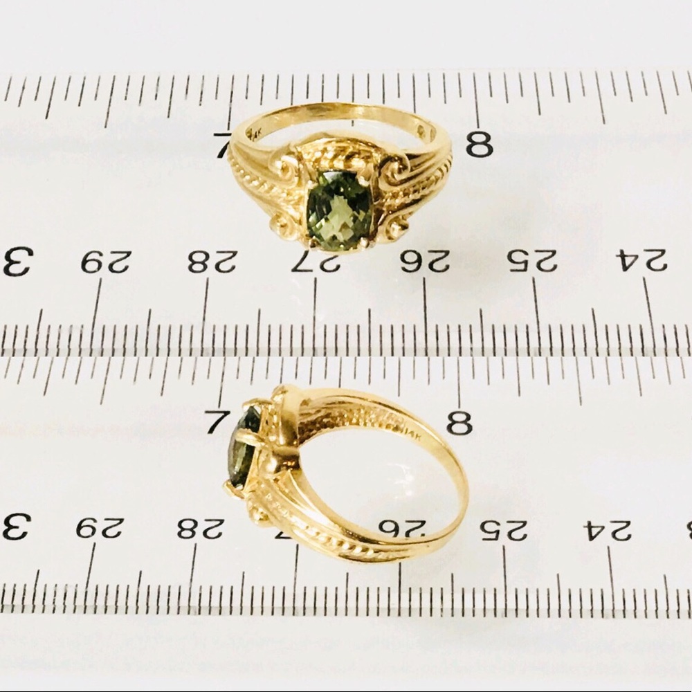 Large 14k Gold Green Tourmaline Ring - Picture 7 of 8